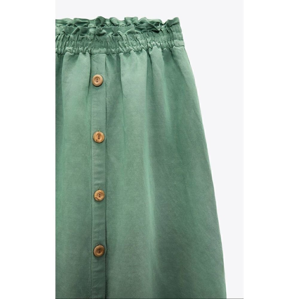 Rare Zara linen blend cape skirt green new - Picture 2 of 4